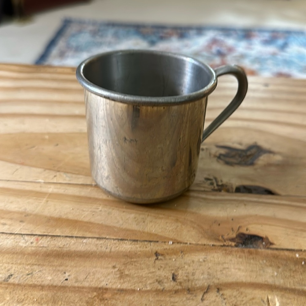 Vintage WEB Pewter 1171 2.5” Tall Childs / Baby Cup / Mug w/ Handle.